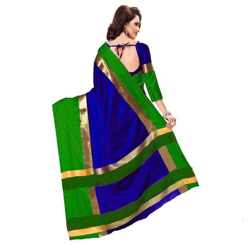 Multicoloured Cotton Silk  Saree With Blouse