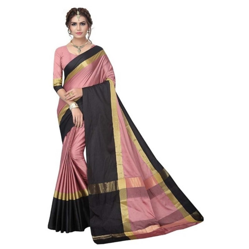 Multicoloured Cotton silk Saree with Blouse piece