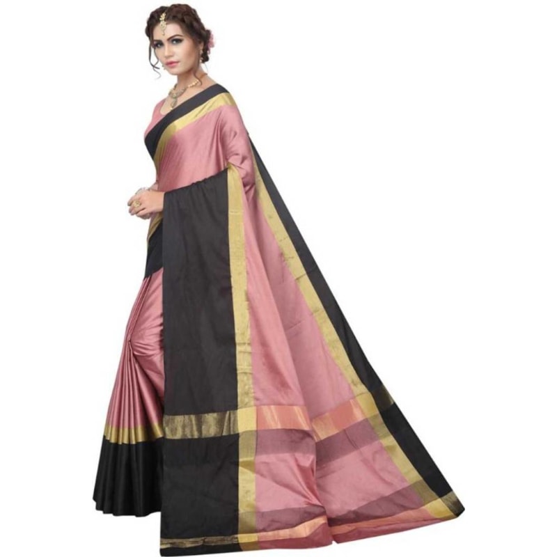 Multicoloured Cotton silk Saree with Blouse piece