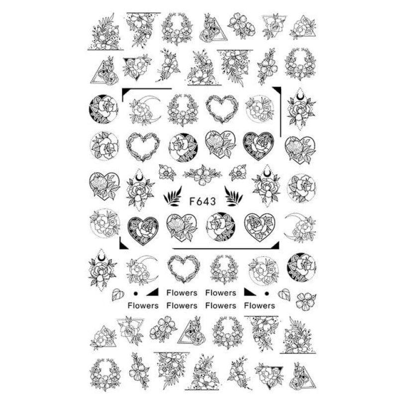 Nail Art 3D Black and White Stickers - dilutee.com