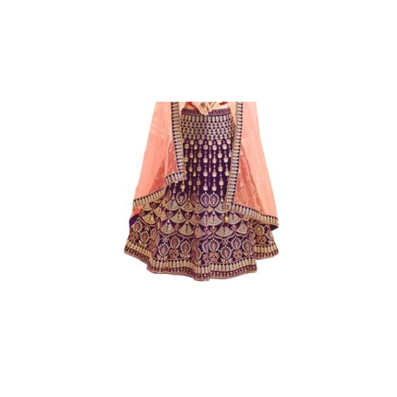 Niza Fashion embroidered semi stitched lehenga for women (Purple_Lehenga_Choli_ Free Size)