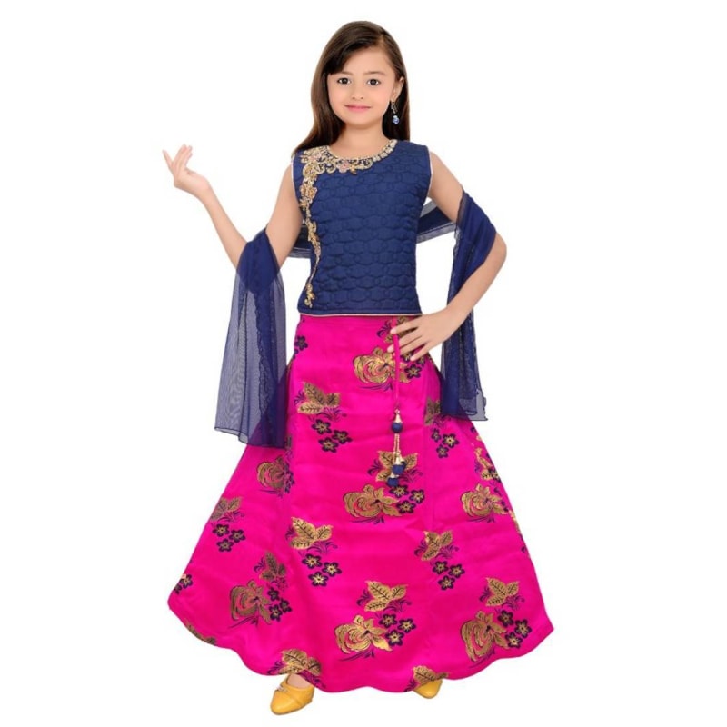 Oscar Creation Girls Party Wear Zardozi Embroidered Jaycord Lehenga Silk Choli Dupatta With 3/4th sleeve