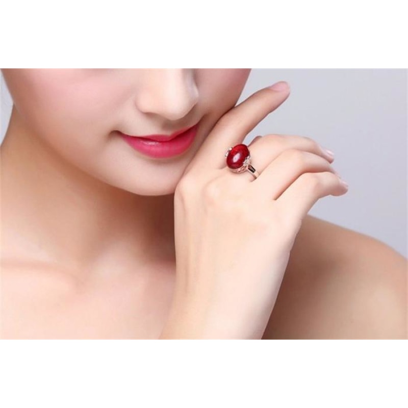 Ruby Ring & Necklace Set - 925 Solid Silver - dilutee.com