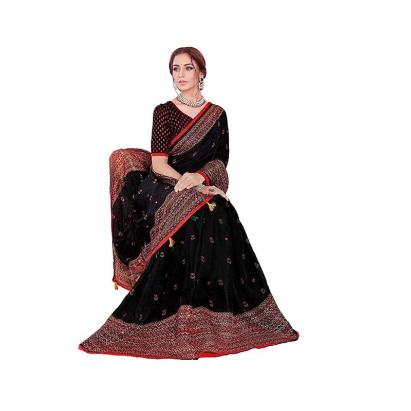 Trendy Attractive Jute Silk Printed Saree with Blouse piece