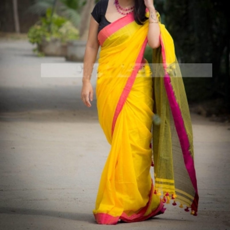 Trendy Multicolored Khadi Saree With Blouse Piece