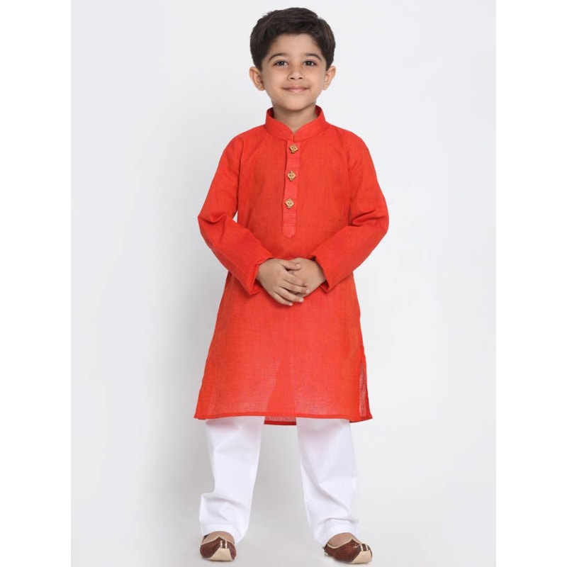 Vastramay Boy's Multicoloured Ethnic Wear Cotton Blend Kurta and Pyjama Set (Pack of 2)