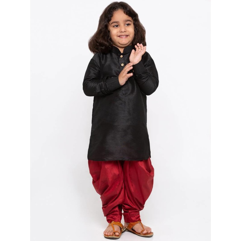 Vastramay Boy's Multicoloured Ethnic Wear Silk Blend Kurta and Pyjama Set (Pack of 2)