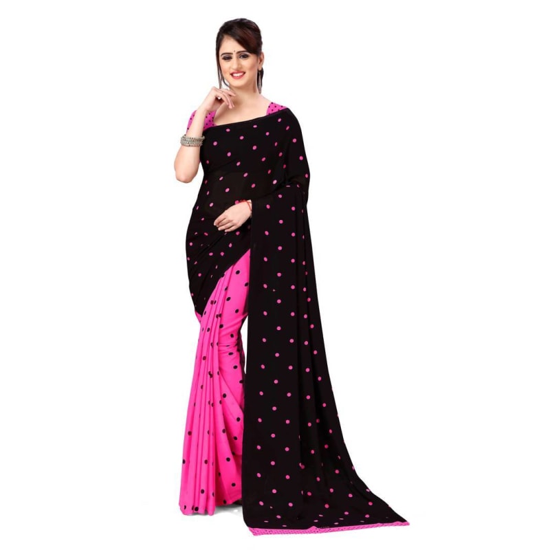 Women's Beautiful Multicoloured Printed Georgette Saree with Blouse piece