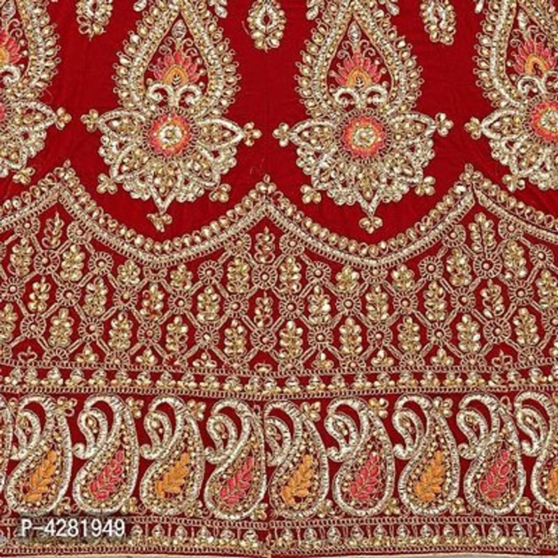 Women's Maroon Semi Stiched Embroidered Velvet Lehenga Choli With Dupatta