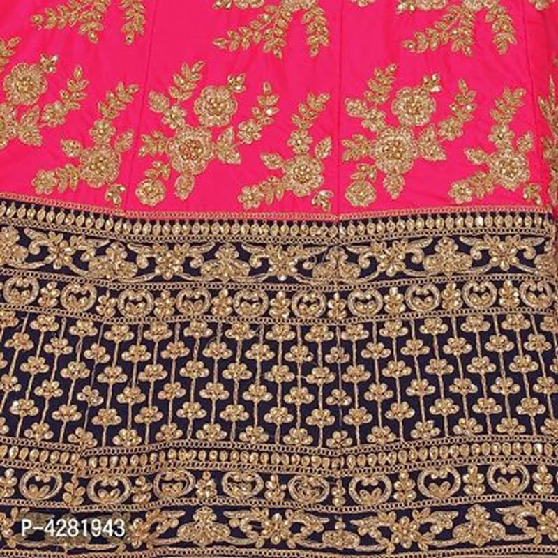 Women's Pink Semi Stiched Embroidered Malay Sattin Lehenga Choli With Dupatta